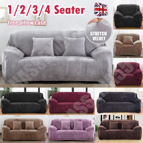 Velvet elastic stretch sofa - elastic,